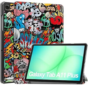For Samsung Galaxy Tab A11+ �P�[�X �y�� ���^ PU ���U�[ �X�}�[�g �J�o�[ �ϏՌ� ���h�~ �n�[�h �w��