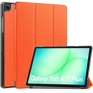 For Samsung Galaxy Tab A11+ �P�[�X �y�� ���^ PU ���U�[ �X�}�[�g �J�o�[ �ϏՌ� ���h�~ �n�[�h �w��
