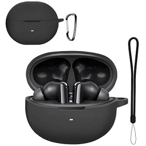 For QCY MeloBuds N70 �P�[�X �J�o�[���C�����X �C���[�z�� �p �P�[�X �V���R�� �����܂܏[�d�\ ���s �ی�J�o�[ �L�Y�h�~ �ϏՌ� �h�� ���[ �S�ʕی� �[�d�֗� �h�k �y�ʏ��^(�u���b�N)