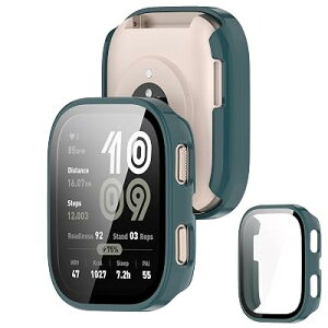 �Ή� Amazfit Bip 6 �P�[�X �Ή� 46mm �y�� PC+�����K���X amazfit bip 6 �p �ی�J�o�[ �����x �����ȒP �ϏՌ� �S�ʕی� Amazfit Bip 6 �J�o�[ 46mm �Ή� (�O���[��)