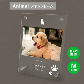 【名入れ無料】送料無料 フォトフレーム M ペット 犬 いぬ イヌ ゴールデンレトリバー ペットグッズ 写真立て 写真入れ 写真たて 名入れ 名前入り 文字入れ 仏具 動物 フォトスタンド ペット用品 アクリル ギフト メモリアル フォト フレーム ペットメモリアル 記念品