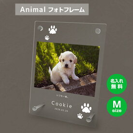 【名入れ無料】送料無料 フォトフレーム M ペット 犬 いぬ イヌ かわいい 足跡 肉球 ペットグッズ 写真立て 写真入れ 写真たて 名入れ 名前入り 文字入れ 仏具 動物 フォトスタンド ペット用品 アクリル ギフト メモリアル フォト フレーム ペットメモリアル 記念品