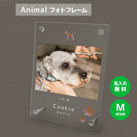 【名入れ無料】送料無料 フォトフレーム M ペット 犬 いぬ イヌ ミニチュアシュナイザー ペットグッズ 写真立て 写真入れ 写真たて 名入れ 名前入り 文字入れ 仏具 動物 フォトスタンド ペット用品 アクリル ギフト メモリアル フォト フレーム ペットメモリアル 記念品