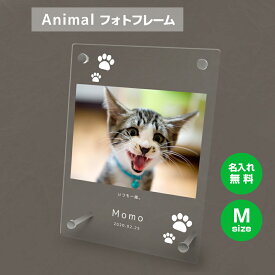 【名入れ無料】送料無料 フォトフレーム M ペット 猫 ねこ ネコ ペットグッズ 写真立て 写真入れ 写真たて 名入れ 名前入り 文字入れ 仏具 動物 フォトスタンド ペット用品 アクリル ギフト メモリアル フォト フレーム ペットメモリアル メモリアルグッズ 誕生日 記念日