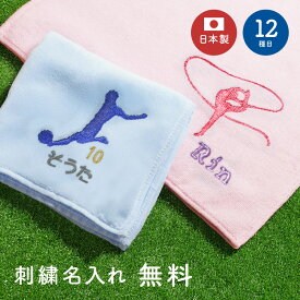 日本製 名入れ 刺繍 ハンカチ タオル スポーツデザイン 部活 スポ少 タオルハンカチ ミニタオル 名入れ 名前入り 刺しゅう 国産 ギフト バースデープレゼント バースデイ プレゼント 送料無料 名入れギフト