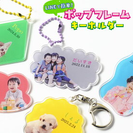【期間限定ポイント3倍】 【校正無料】データ確認できる 写真入り ポップフレーム キーホルダー 子供 ペット 写真入れ 出産祝い 名入れ ストラップ こども 孫 名前 アクリル お守り型 写真入り 名前入り プレゼント ベビー 赤ちゃん グッズ