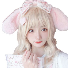 "うさみみ カチューシャ ヘッドドレス リボン ヘアバンド ピンク "