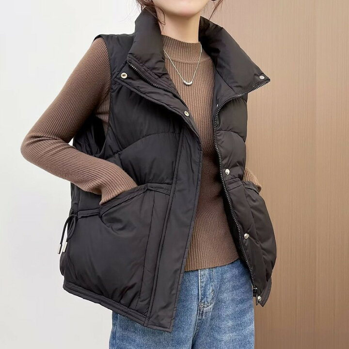 ダウンベスト 中綿 中綿ベスト 薄手 レディース 11色 ノーカラー 無地 おしゃれ 軽量 秋冬 7727 | Pay ID [ＭｅｎｇＦａｎ] レディース ダウンベスト 冬服 ダウンジャケット ノースリーブ ベスト ゆったり 暖かい 中綿ベスト 大きいサイ