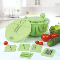 サラダスピナー 大容量 野菜 水切り ボウル プラスチック 手動 ハンドル 回転 時短 調理 簡単 レタス 野…