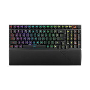 ASUS ROG Strix Scope II 96 RX���C�����X�Q�[�~���O�L�[�{�[�h �� / 96%���C�A�E�g/���w���L�[�X�C�b�` / 2.4GHz���C�����X / USB�ڑ�/Bluetooth/���@�\�R���g���[��/�É��t�H�[�� / 3�i�K�p�x����