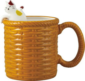 サンアート かわいい食器 「 おうちカフェ ベーシック 」 三毛ねこのティースプーン付 マグカップ 300ml ブラウン SAN2925-1