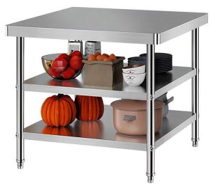 TUIYIDUO�X�e�����X��Ƒ�3�i��600x400x818mm�Ɩ��p�E�ƒ�p�����䃏�[�N�e�[�u���ۊp�f�U�C�����[�I�t�����ň��萫�������ȒP�L�b�`���_�C�j���O���[���p���{��̐������t��