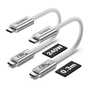 30cm�̒Z��USB4�P�[�u���ASUMPK240WUSBC����USBC40gbps�ւ̋}���[�d�AThunderbolt4�AThunderbold3�AUSB4�f�o�C�X��8K�r�f�I�Ď��P�[�u���ɓK�p