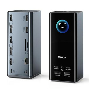 MOKIN USB-C �h�b�L���O�X�e�[�V���� 17-in-1 �yMacBook�Ή��E����d���z�f���A��/�g���v���f�B�X�v���C�Ή� 4K@60Hz�EMST�Ή�(Windows)�EPD100W�[�d�E10Gbps�����]���ERJ45�L���L��LAN