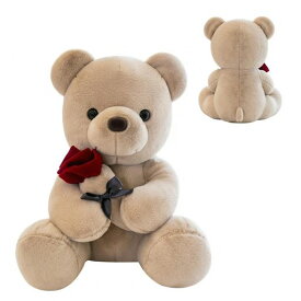 ローズテディベアぬいぐるみ可愛いteddybear抱き枕高さ25cm小さいサイズ動物ぬいぐるみ面白いギフト母の日のプレゼントお祝いバレンタインデーギフト(ブラウン)