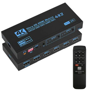 HDMI�}�g���b�N�X 4����2�o�� HDMI 2.0b�AHDCP 2.2�AHDR10�A4K @ 60Hz�AEDID2.2�AUltra HD�A3D�AARC HIFI�Ή� IR�����R���t��