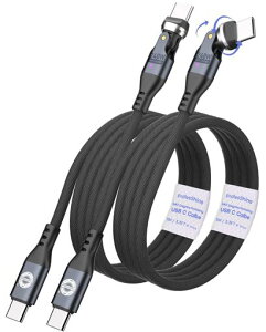 ENDLESSHINE USB C to C �P�[�u�� PD 240W 1.8m 2�p�b�N USB2.0 480Mbps �f�[�^�]�� 360°��]�[�d Type-C �f�o�C�X�p MacBook Pro iPad Pro Galaxy S22 �Ή� �u���b�N