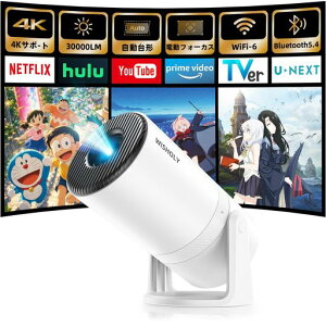 WISHOLY �v���W�F�N�^�[ �ƒ�p ���^�y2026�N�V�o��EAndroid TV���ځE�d���t�H�[�J�X�E4K�Ή� �E30000LM�E270°��]�z�v���W�F�N�^�[ �V�䓊�e 1080P �Ղ낶�������[ ���^ Wi-Fi ������`�␳