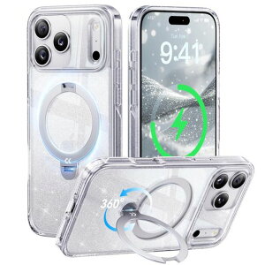 �y�����ʂ�㎿���E��_360°��]�zCASEKOOiPhone17ProMax�p�P�[�X�L���L���N���A�ČR�K�i�ی�t�B�b�g��MagSafe�Ή��ő�25W�}���[�d�Ή����c�����p�x���ݒ������͑ϏՌ����ϋv�����b�v�z�[���t��