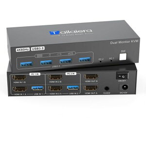 KVM�X�C�b�`HDMI 2����2�o��,USB 3.0 KVM �ؑ֊�p�\�R��2�䃂�j�^�[2��؂�ւ�,4K@60Hz�p�\�R���ؑ֊�ɂ�4�{USB�|�[�g���L�L�[�{�[�h�ƃ}�E�X