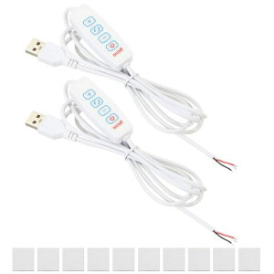 PATIKIL 4.92ft LED�X�g���b�v�����X�C�b�`�A2�Z�b�g DC 5V �{�^����U S B�����X�C�b�` �s�O�e�[���P�[�u�� ���邳�����\�R���g���[���[ LED���[�v���C�g�p�e�[�v�t���A�z���C�g