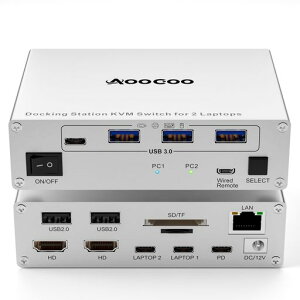 USB-C HDMI �f���A�����j�^�[ KVM�X�C�b�` 2����2�o�� �m�[�gPC�p 4K@60Hz KVM�ؑ֊� Type-C 100W PD�[�d�A�p�\�R���ؑ֊� 2�� Type-C�A2��̃��j�^�[��1�g�̃L�[�{�[�h