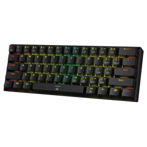 Redragon K630 Dragonborn 60%�L��RGB�Q�[�~���O�L�[�{�[�h 61�L�[�R���p�N�g���J�j�J���L�[�{�[�h ���j�A���b�h�X�C�b�`�t�� �v���h���C�o�[�T�|�[�g �u���b�N
