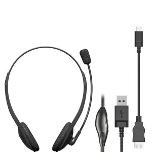 �G���R�� �w�b�h�Z�b�g �L�� USB�ڑ� �I�[�o�[�w�b�h�^ �}�C�N�A�[���t�� USB Type-C�ϊ��P�[�u���t�� �����p �u���b�N HS-HP22UCBK