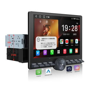 ATOTOOUT 1DIN/2DIN �f�B�X�v���C�I�[�f�B�I�u10.1�C���`QLED�vAndroid �J�[�i�r 2GB+32GB�A�^�b�`�p�l���ƕ����{�^���A���C�����XCarPlay�EAndroid