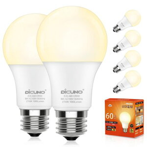 DiCUNOLED�d��E26����60W�`�����d���F1000lm9W2700K�����F��Ra90�L�z���^�C�v���P�x�����Ή��ȃG�l��ʓd���`�������Ή�6��