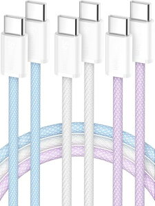 Senetem USB C �P�[�u�� �^�C�vc�y1m+1m+1m 3�{�zUSB-C to USBC 60W�}���[�d PD�Ή� �����f�[�^�]�� ���ϋv�R�[�h iPhone 17/16/15�EMacBook�EiPad Pro/Air�ESamsung
