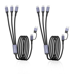3in2�g���x���}���`�[�d�P�[�u���y2�{�Z�b�g1.5M60W�zUSBC����P�[�u���A�����f�o�C�X�����[�d�\�ȃg���x���`���[�W���[�AUSBA/CtoType-C�P�[�u���APhone17/Air/16/15�AS25/Note���̑������Ή�