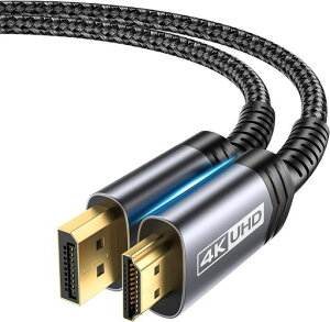 JSAUX DisplayPort HDMI �ϊ��P�[�u�� 2M�A4K@30Hz 2K@120Hz �f�B�X�v���C�|�[�gHDMI �ϊ��y�t�����ɔ�Ή��zLenovo�AHP�AASUS�ADell�A���j�^�[�ȂǂɑΉ�(�u���b�N)