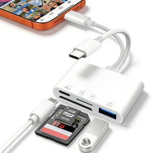 SD�J�[�h���[�_�[�y4in1Type-C&i-PhoneSD/TF�ϊ��A�_�v�^�z�J�[�h���[�_�[USB/SD/TF�ϊ��A�_�v�^0TG�@�\�ݒ�s�v�����`���o�����]���}���[�d�ʐ^/�r�f�I/����/�n�C���]����i-Phone17/�^�C�vC