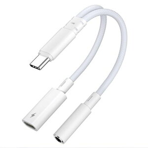 2in1Type-C�C���z���ϊ��A�_�v�^�y�[�d���Ȃ��特�y�Đ��E�ʘb�Ή��zUSB-C��҃P�[�u��|PD15W�}���[�d|iPhone17/16/15�EGalaxyS24�EPixel8�EiPadPro�Ȃ�Type-C�@��Ή�