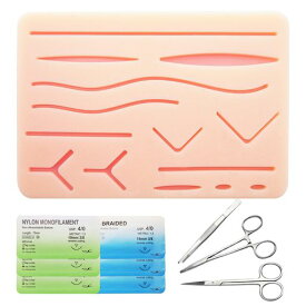 学生用縫合キット、14個の事前切開創付き縫合練習キット、理想的な縫合トレーニングキット(教育用途専用)