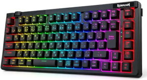 Redragon K757 ���C�����X �Q�[�~���O�L�[�{�[�h JIS ���{��z�� �Ԏ� 75% �e���L�[���X �m�u���� �z�b�g�X���b�v �K�X�P�b�g�\��