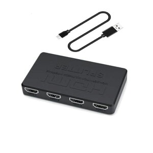 HDMI���z�� 1����4�o�� �����o�� HDMI �X�v���b�^�[ �n�u 4��� ���� �I�[�f�B�I���� �����ؑ� 4K 3D 1080p �����o�� �~���[���[�h �ڑ��ȒP PS5|Xbox|fire tv stick|HDTV|DVD|PC�ȂǕ��L���Ή�
