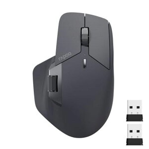 RAPOO MT760 �}���`�f�o�C�X ���C�����X �}�E�X ���� Bluetooth 5.0/2.4GHz 3���[�h�ڑ� 4��̃f�o�C�X�ɓ����ڑ� M+�N���X�e�N�m���W�[ 11�̃v���O�����\�ȃ{�^�� 90���Ԃ̃o�b�e���[���� �u�c