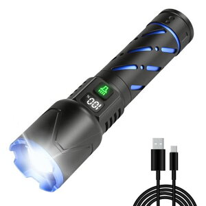 �����d��LED���͌R�p�ŋ������P�x20000���[�����t���b�V�����C�gType-C�[�d���t����ʃf�W�^���c��led���C�g�n���f�B���C�g�������˖��邢������flashlight���@�\�����Y�[�����莝�����C�g�y�c