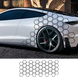 ハニカム柄 ボディラインステッカー 車用 デカール 汎用タイプ カスタム 外装ドレスアップ 蜂の巣デザイン サイドライン 腰線 ストライプ 耐候 防水 貼り付け簡単 カーラッピング風 自動車アクセサリー セダン SUV 軽自動車 対応 車体装飾 スポーティ 外観イメージアップ
