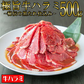 牛ハラミ [ 極旨牛ハラミ 秘伝の黒たれ仕込み 500g ] 焼肉 牛肉 サガリ ハラミ ハラミ丼 ステーキ ギフト プレゼント 切り落とし スライス 贈答 大盛 訳あり 内祝 コロナ おつまみ 母の日 父の日 BBQ 送料無料