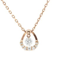 ☆Pure金属アレルギー対応ノンアレルギーステンレスネックレスレディースピンクゴールドストーンNP-224
