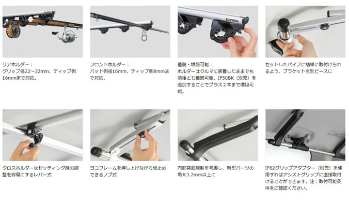 楽天市場】カーメイト INNO IF18 ロッドホルダーデュアル8ワイド 