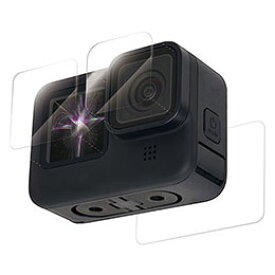 ☆エレコム GoPro HERO9 Black用 保護フィルム ガラスフィルム セラミックコート モース硬度7 指紋防止 光沢 ゴープロ9 0.23mm 前面、背面、レンズ用各1枚 AC-GP9BFLGGCS