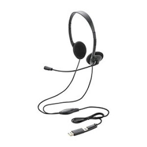 ☆エレコム 指向性マイク モバイルヘッドセット 小型タイプ USB Type-C HS-HP13SCBK