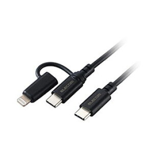 ���G���R�� 2in1 USB�P�[�u�� Type-C+Lightning USB Power Delivery�Ή� 1.0m �u���b�N MPA-CCLAD10BK