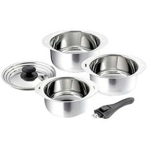 ☆宮崎製作所 十得鍋セット (直径20cm・直径18cm・直径16cmソースポット各1個・ステンレス、アルミ芯3層構造) 日本製 4136-053