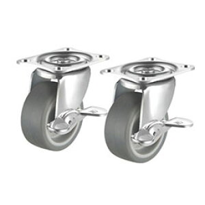 ☆サンワサプライ 汎用キャスター 75mm径 2個セット フリーストッパー付き TPR製 ブラック CST-75TP-FRST2