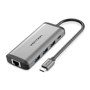 ��VENTION ���@�\ PD�h�b�L���O�X�e�[�V���� USB-C to HDMI/USB3.0*3/RJ45/TF/SD 0.15M ���^���^�C�v �O���[ CN-8085